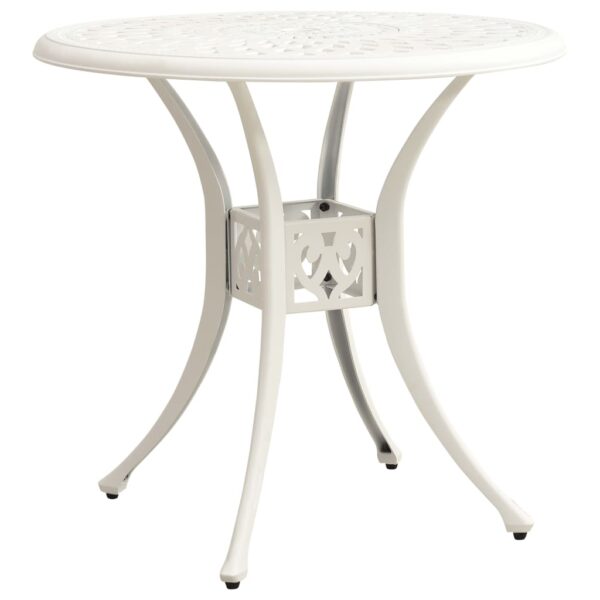 vidaXL Patio Table White 30.7"x30.7"x28.3" Cast Aluminum