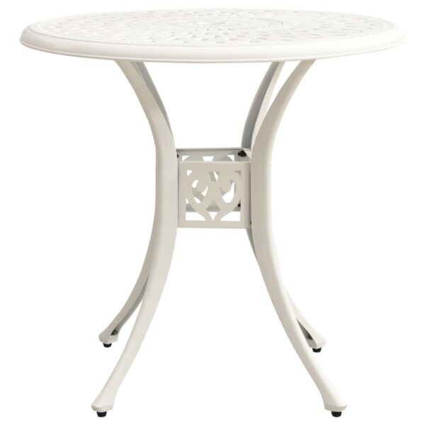 vidaXL Patio Table White 30.7"x30.7"x28.3" Cast Aluminum - Image 2