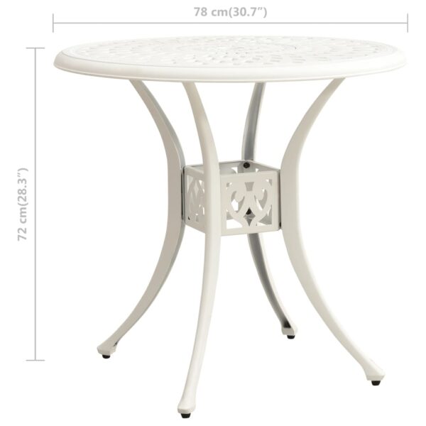 vidaXL Patio Table White 30.7"x30.7"x28.3" Cast Aluminum - Image 6