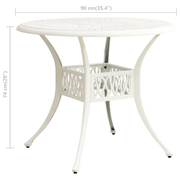 vidaXL Patio Table White 35.4"x35.4"x29.1" Cast Aluminum - Image 6