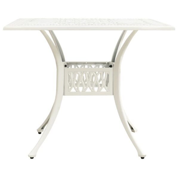 vidaXL Patio Table White 35.4"x35.4"x28.7" Cast Aluminum - Image 2