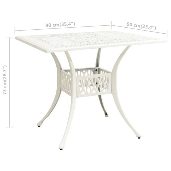 vidaXL Patio Table White 35.4"x35.4"x28.7" Cast Aluminum - Image 6