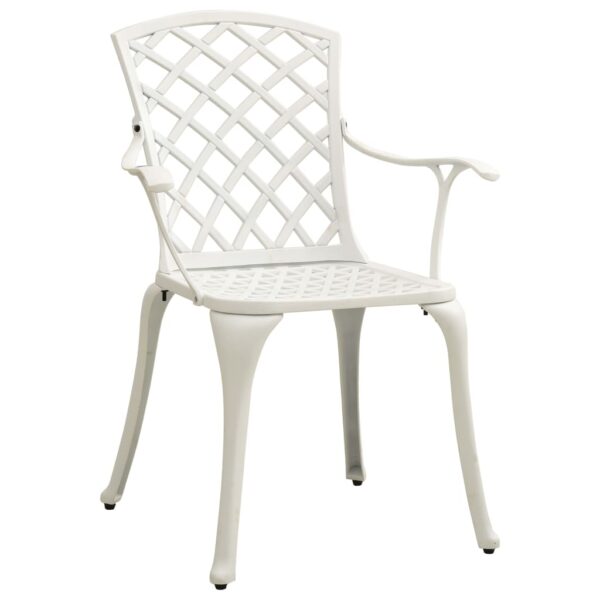 vidaXL 3 Piece Bistro Set Cast Aluminum White - Image 2