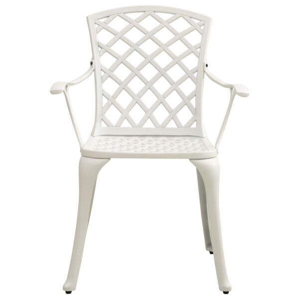 vidaXL 3 Piece Bistro Set Cast Aluminum White - Image 3