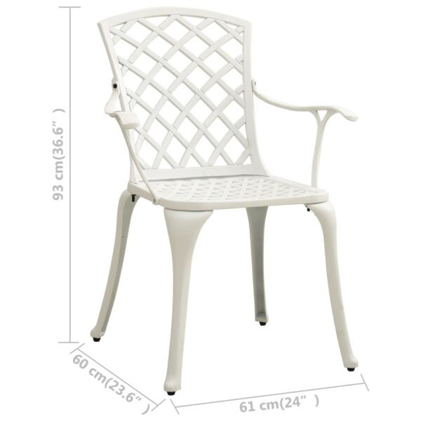 vidaXL 3 Piece Bistro Set Cast Aluminum White - Image 8