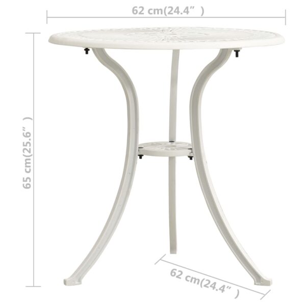 vidaXL 3 Piece Bistro Set Cast Aluminum White - Image 9