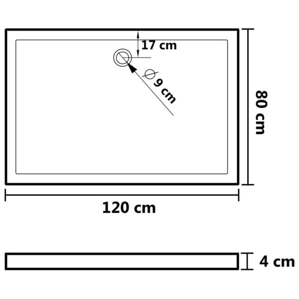 vidaXL Shower Base Tray with Dots White 31.5"x47.2"x1.6" ABS - Image 7