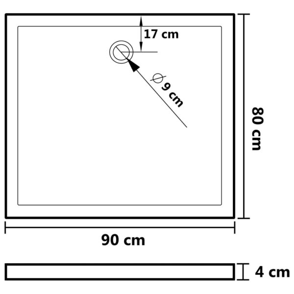 vidaXL Rectangular ABS Shower Base Tray White 31.5"x35.4" - Image 7