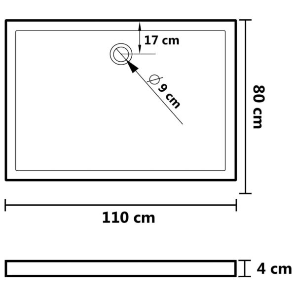 vidaXL Rectangular ABS Shower Base Tray White 31.5"x43.3" - Image 7