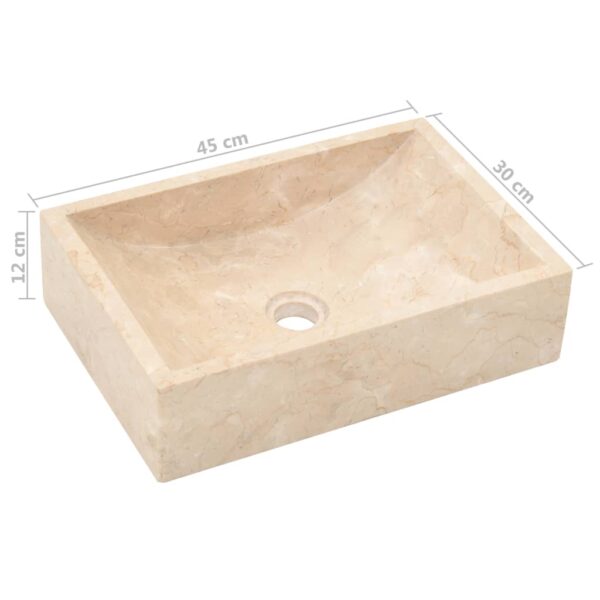 vidaXL Bathroom Vanity Cabinet Solid Teak with Sink Marble Cream - Image 11