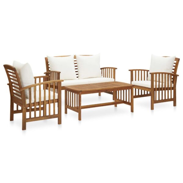 vidaXL 4 Piece Patio Lounge Set with Cushions Solid Acacia Wood