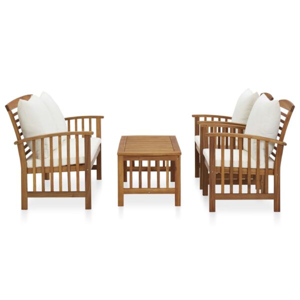 vidaXL 4 Piece Patio Lounge Set with Cushions Solid Acacia Wood - Image 2