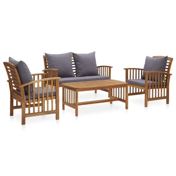 vidaXL 4 Piece Patio Lounge Set with Cushions Solid Acacia Wood