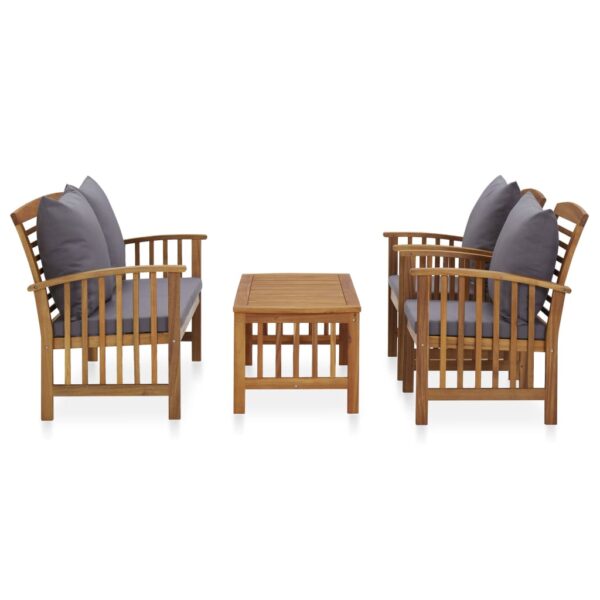 vidaXL 4 Piece Patio Lounge Set with Cushions Solid Acacia Wood - Image 2