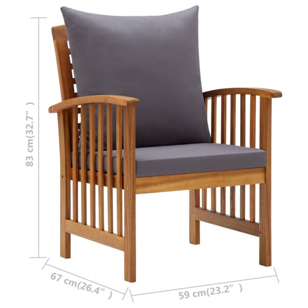 vidaXL 4 Piece Patio Lounge Set with Cushions Solid Acacia Wood - Image 12