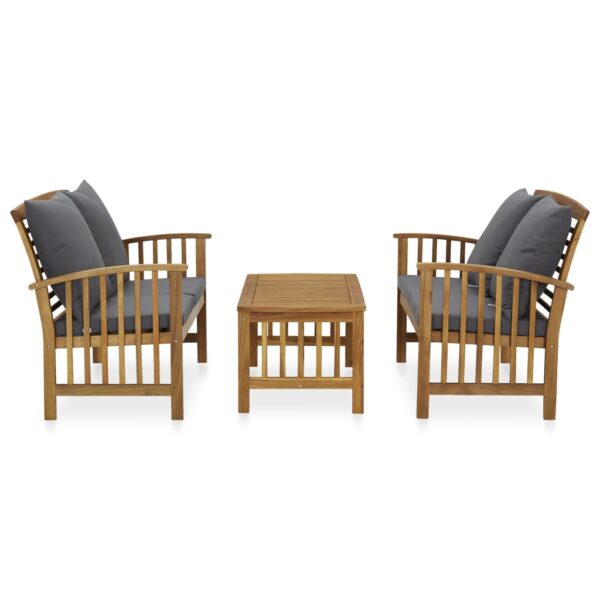 vidaXL 3 Piece Patio Lounge Set with Cushions Solid Acacia Wood - Image 2