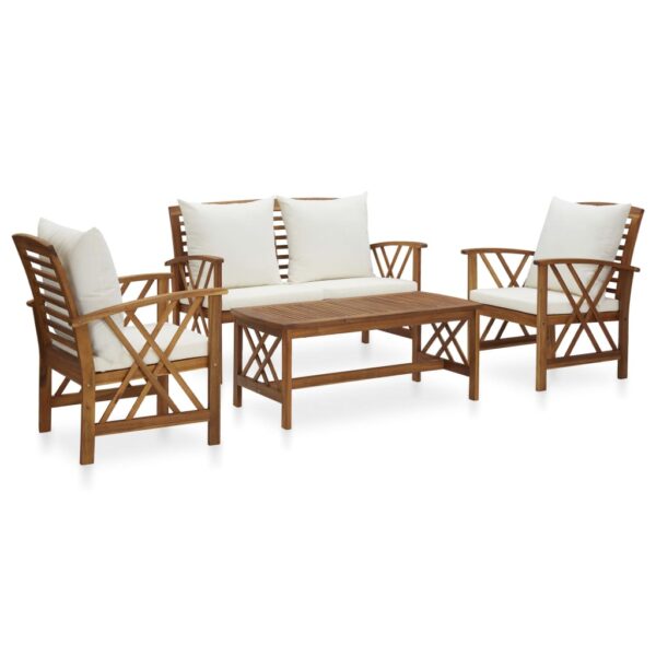 vidaXL 4 Piece Patio Lounge Set with Cushions Solid Acacia Wood