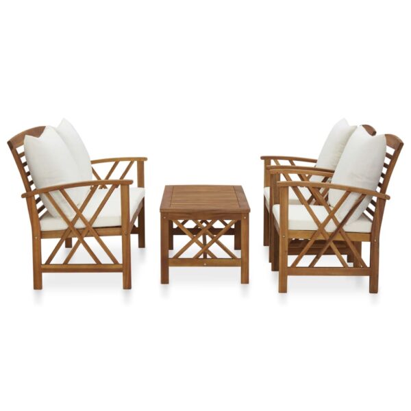 vidaXL 4 Piece Patio Lounge Set with Cushions Solid Acacia Wood - Image 2