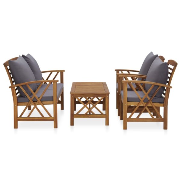 vidaXL 4 Piece Patio Lounge Set with Cushions Solid Acacia Wood - Image 2