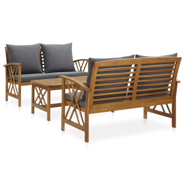 vidaXL 3 Piece Patio Lounge Set with Cushions Solid Acacia Wood