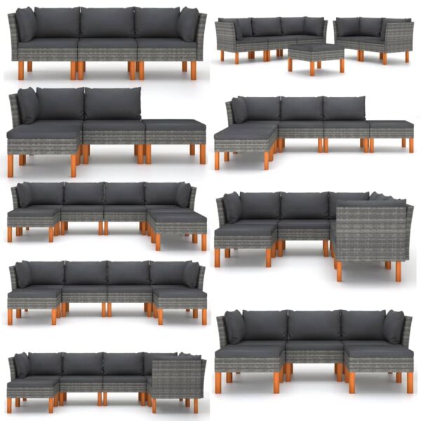 vidaXL Middle Sofas 2 pcs Poly Rattan and Solid Eucalyptus Wood - Image 8