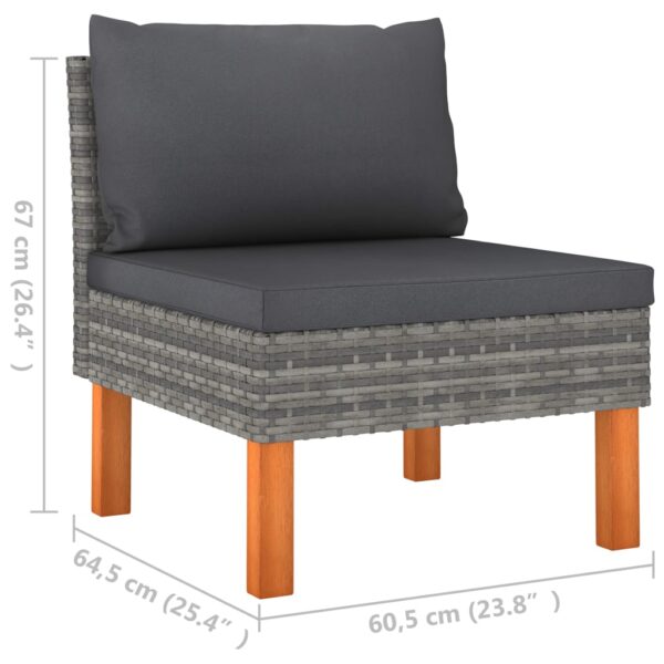 vidaXL Middle Sofas 2 pcs Poly Rattan and Solid Eucalyptus Wood - Image 9