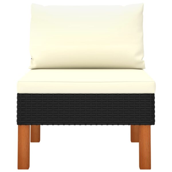 vidaXL Middle Sofa Poly Rattan and Solid Eucalyptus Wood - Image 2