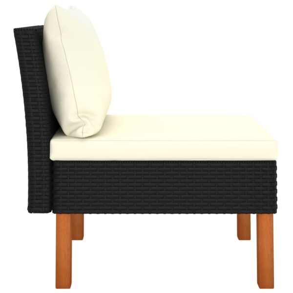 vidaXL Middle Sofa Poly Rattan and Solid Eucalyptus Wood - Image 3