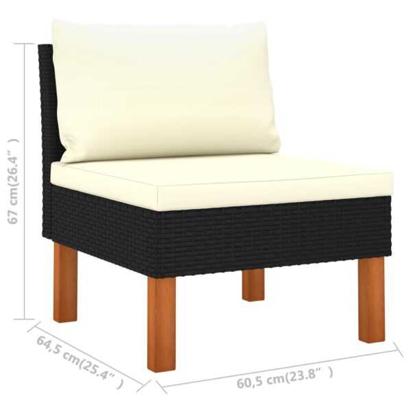 vidaXL Middle Sofa Poly Rattan and Solid Eucalyptus Wood - Image 6