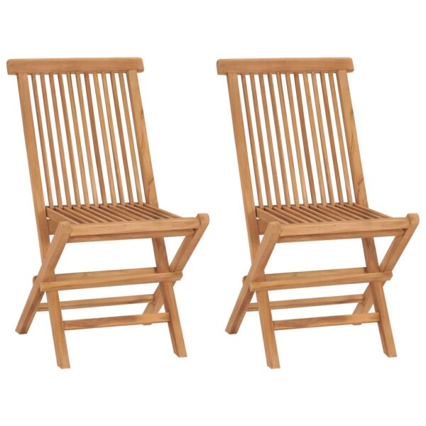 vidaXL Folding Patio Chairs 2 pcs Solid Teak Wood