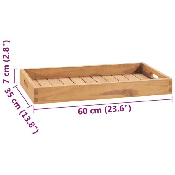 vidaXL Serving Tray 23.6"x13.8" Solid Wood Teak - Image 8