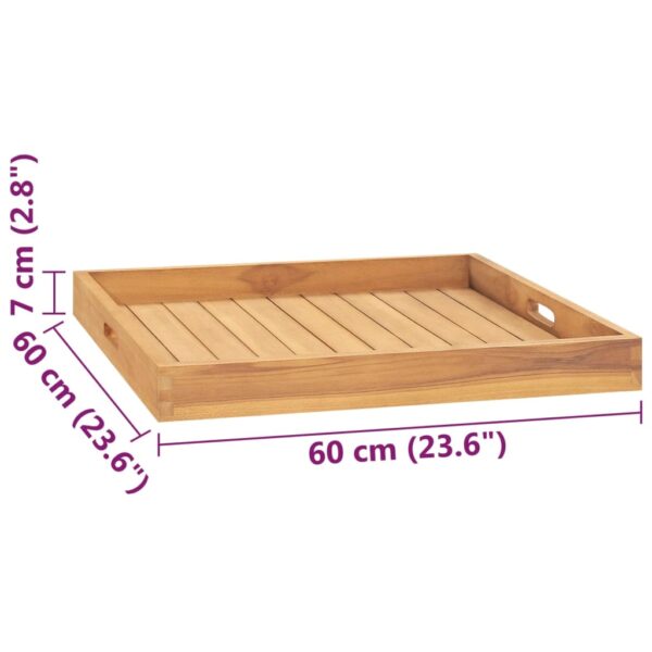 vidaXL Serving Tray 23.6"x23.6" Solid Wood Teak - Image 8