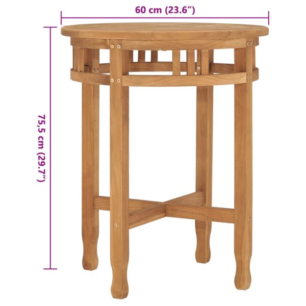 vidaXL Bistro Table Ã˜23.6"x23.6" Solid Teak Wood - Image 6