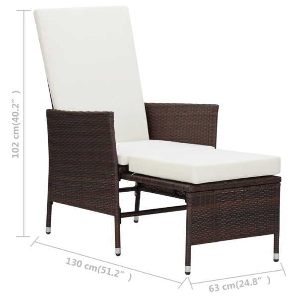 vidaXL 3 Piece Patio Lounge Set with Cushions Poly Rattan Brown - Image 11