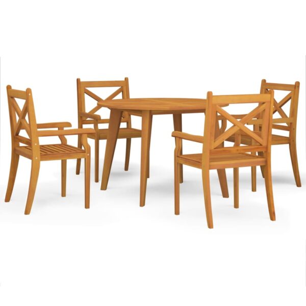 vidaXL 5 Piece Patio Dining Set Solid Wood Acacia - Image 2