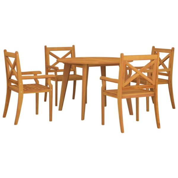 vidaXL 5 Piece Patio Dining Set Solid Wood Acacia - Image 3