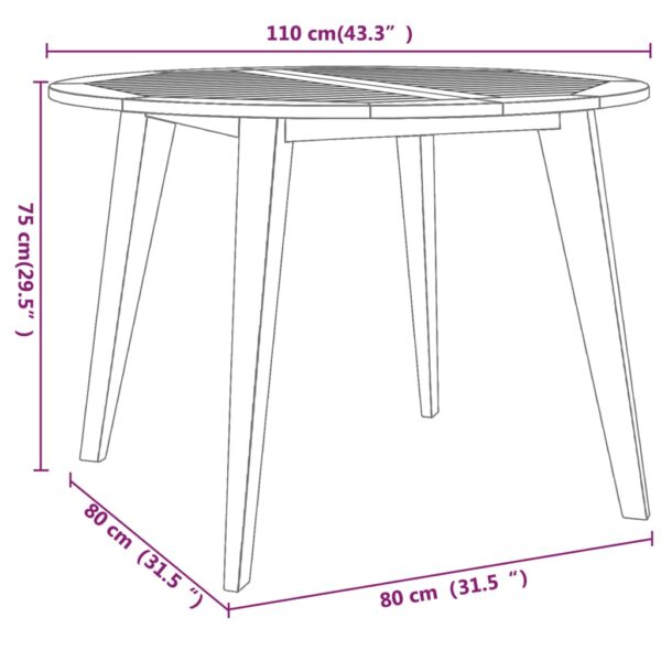 vidaXL 5 Piece Patio Dining Set Solid Wood Acacia - Image 12