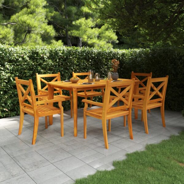 vidaXL 7 Piece Patio Dining Set Solid Wood Acacia