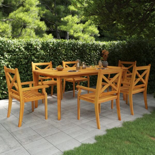 vidaXL 7 Piece Patio Dining Set Solid Wood Acacia