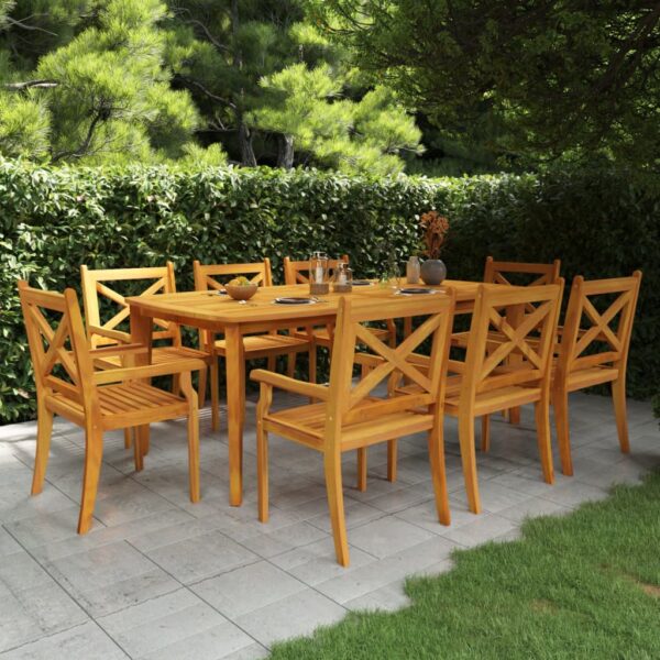 vidaXL 9 Piece Patio Dining Set Solid Wood Acacia