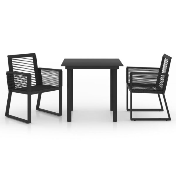 vidaXL 3 Piece Patio Dining Set PVC Rattan Black - Image 2