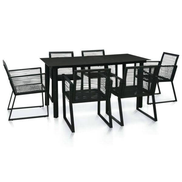 vidaXL 7 Piece Patio Dining Set PVC Rattan Black