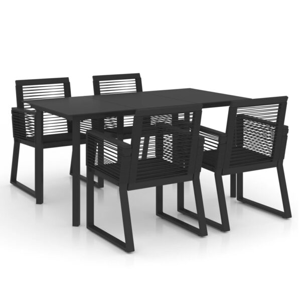 vidaXL 5 Piece Patio Dining Set PVC Rattan Black - Image 2