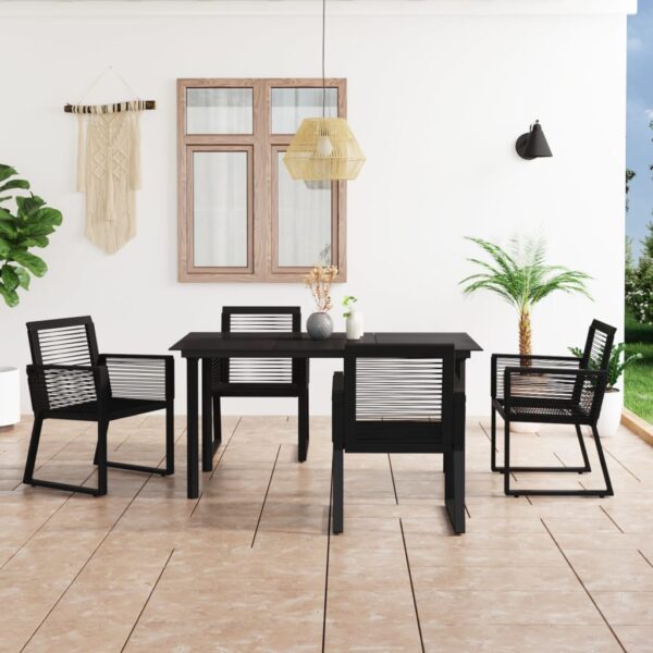 vidaXL 5 Piece Patio Dining Set PVC Rattan Black