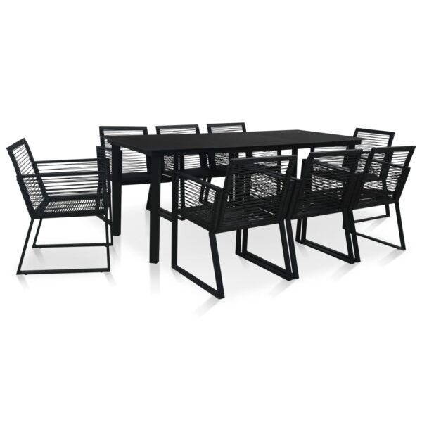 vidaXL 9 Piece Patio Dining Set PVC Rattan Black