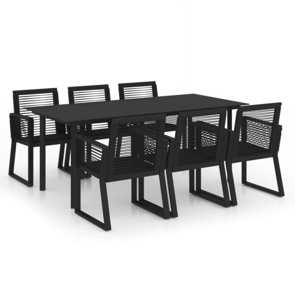 vidaXL 7 Piece Patio Dining Set PVC Rattan Black - Image 2