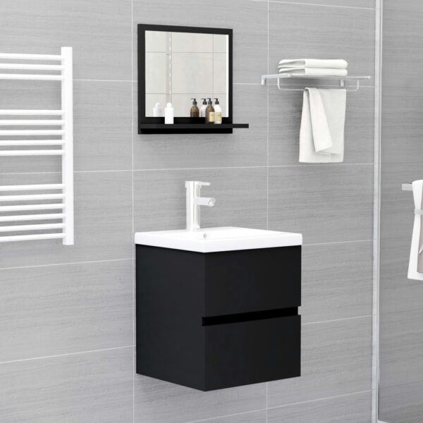 vidaXL Bathroom Mirror Black 15.7"x4.1"x14.6" Engineered Wood - Image 6