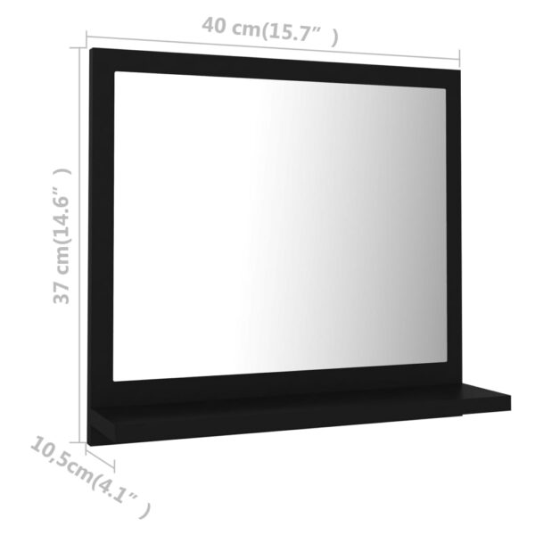 vidaXL Bathroom Mirror Black 15.7"x4.1"x14.6" Engineered Wood - Image 7