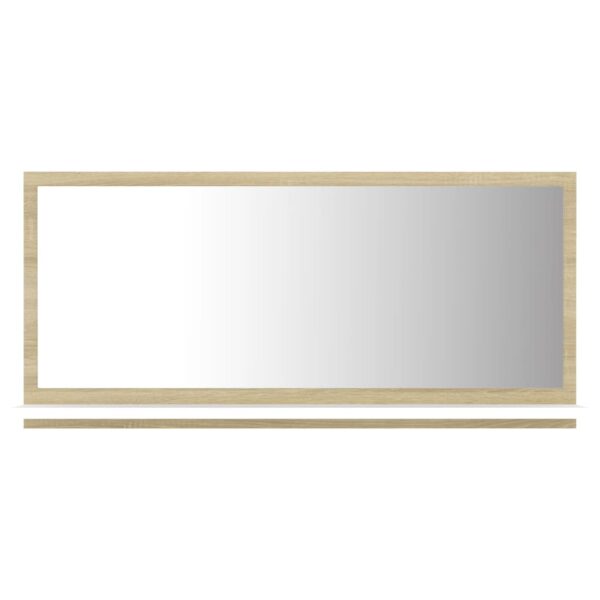 vidaXL Bathroom Mirror White and Sonoma Oak 31.5"x4.1"x14.6" Engineered Wood - Image 2