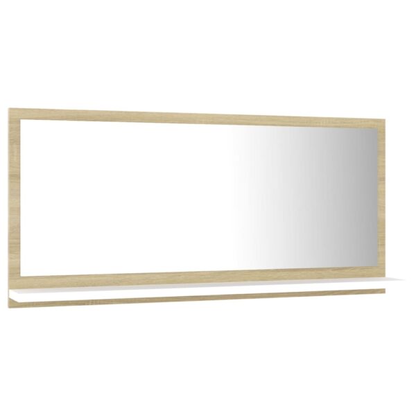 vidaXL Bathroom Mirror White and Sonoma Oak 31.5"x4.1"x14.6" Engineered Wood - Image 3